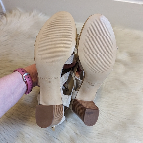 Marc Fisher tan sued Paradox lace up gladiator block heel sandals size 7 - Picture 5 of 5
